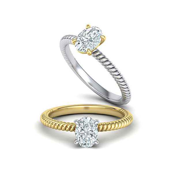 0.65ct Oval Cut Diamond Solitaire Gold Engagement Ring - 02CG12